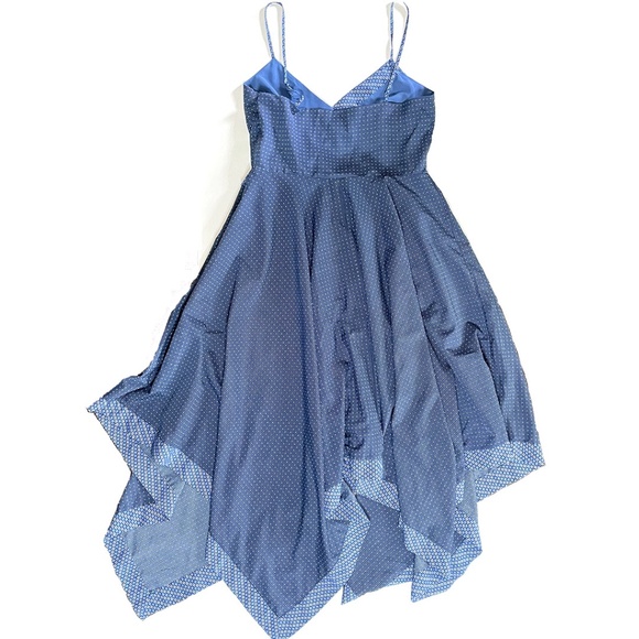 Banana Republic Blue Dotted Handkerchief Hem Dress Sz 4P - Picture 3 of 12